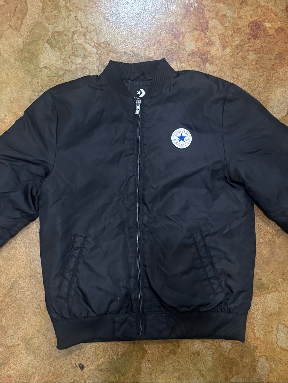 Converse Black Bomber Jacket with Chest Star Patch